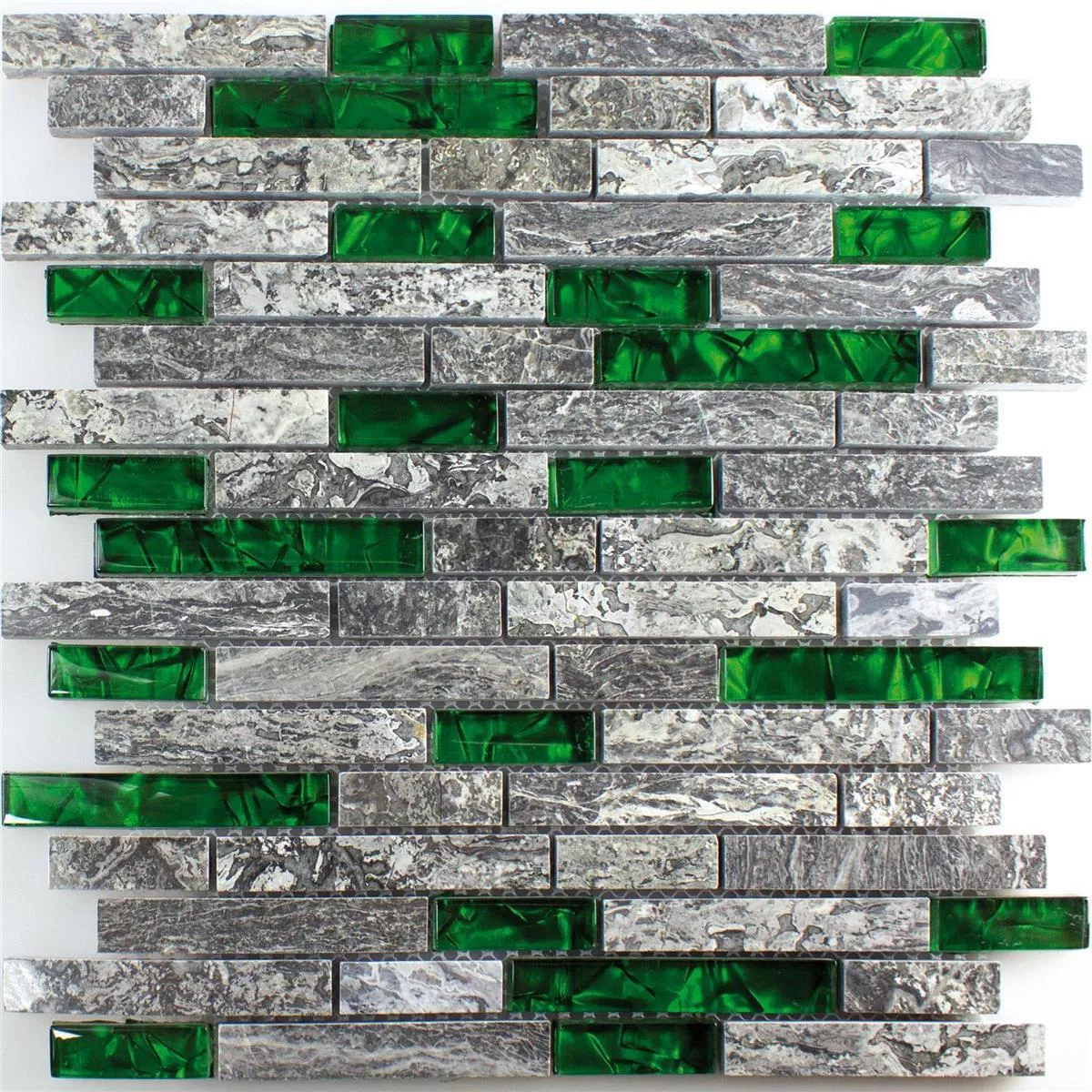 Glasmosaik Natursten Kakel Manavgat Grå Grön Brick