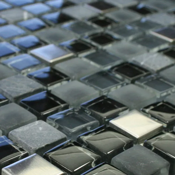 Prov Mosaik Glas Marmor Rostfritt Stål Svart Mix
