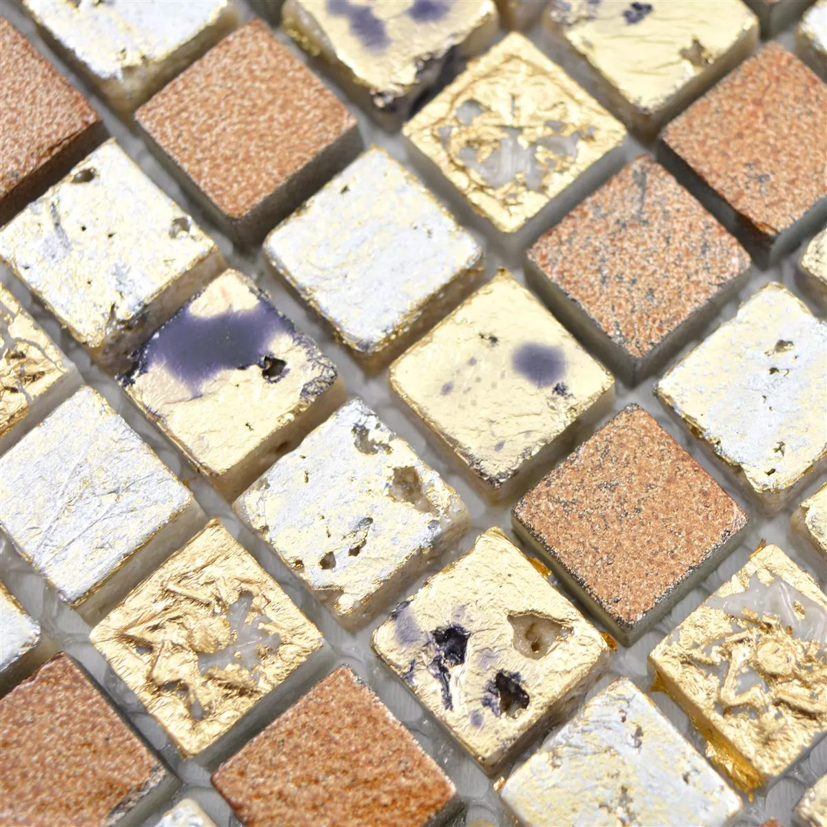 Prov Natursten Resin Mosaik Lucky Guld Brons