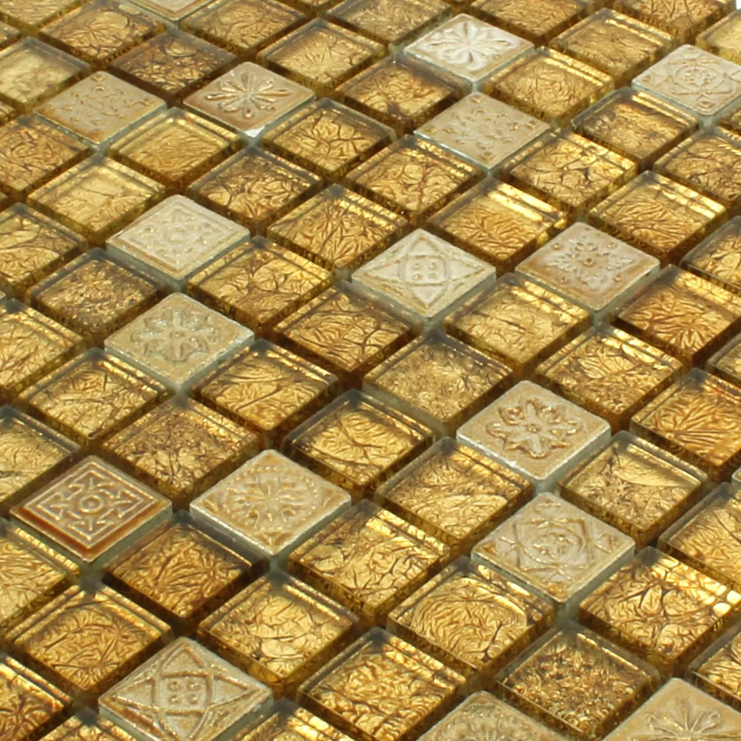 Prov Mosaik Glas Natursten Coloniale Gold
