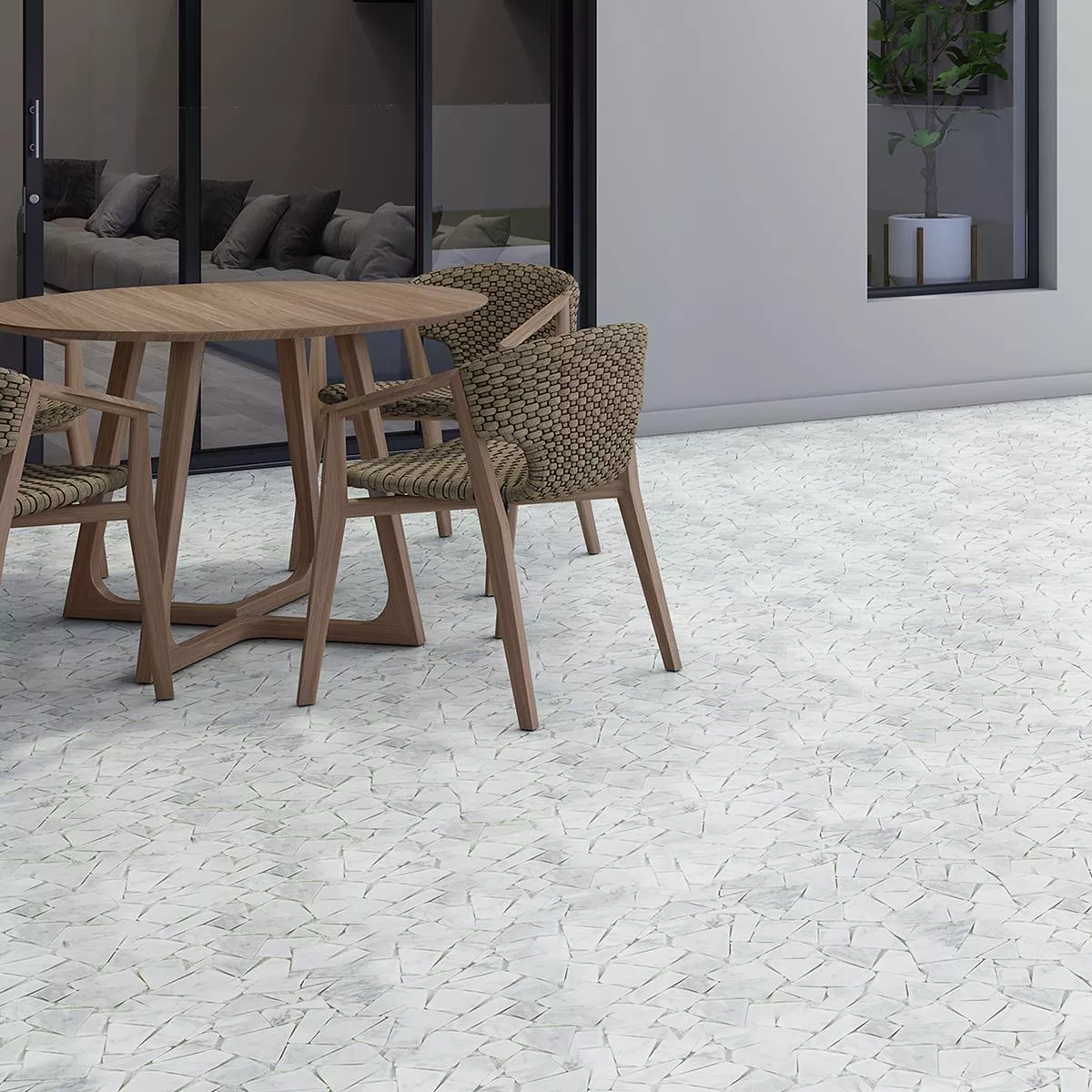 Marmor Brott Mosaik Mareblu Carrara Vit