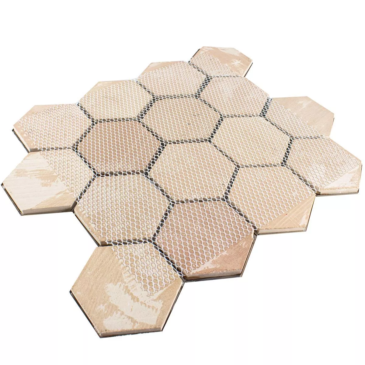 Rostfritt Stål Mosaik Durango Hexagon 3D Brun