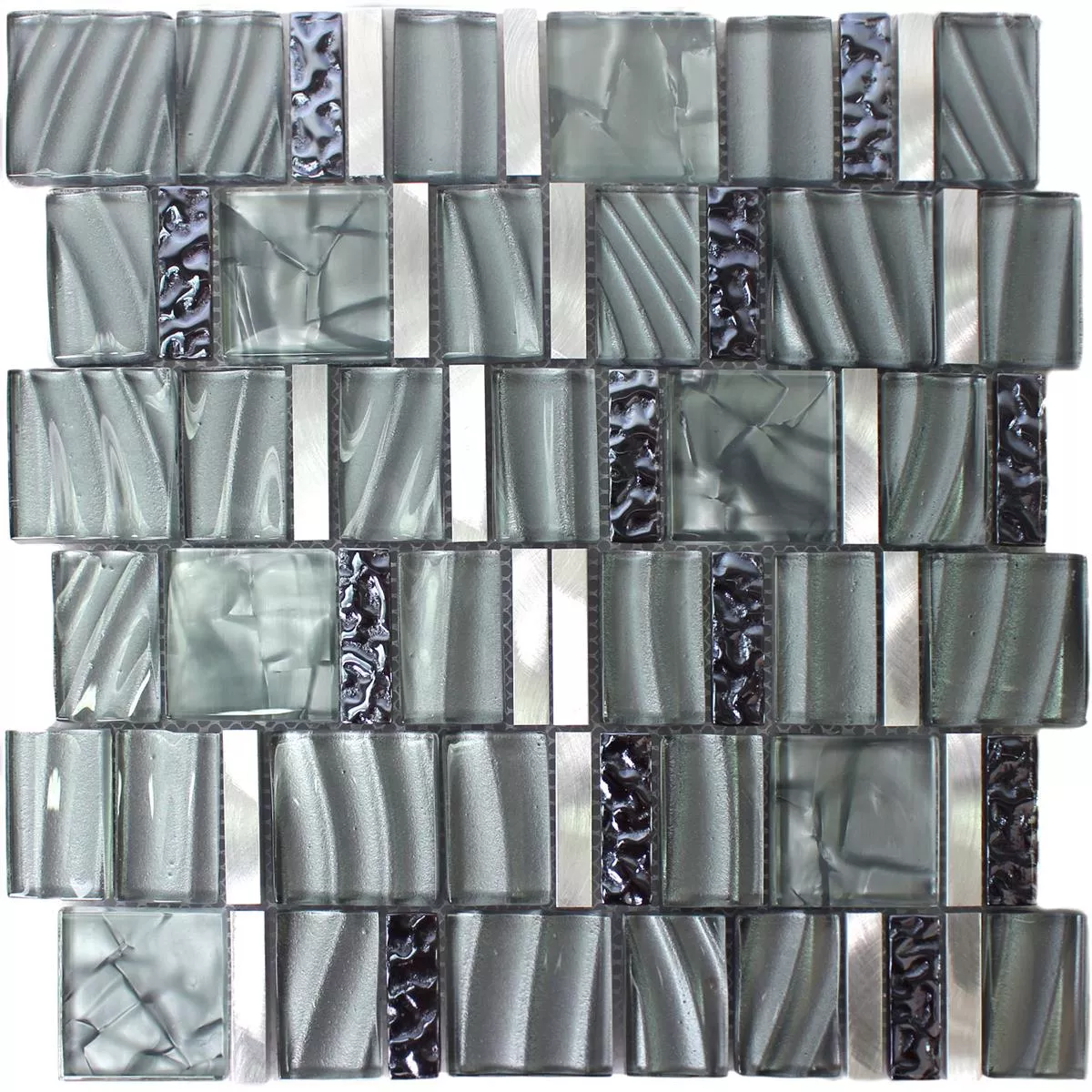 Prov Mosaik Glas Aluminium Grå Silver Mix