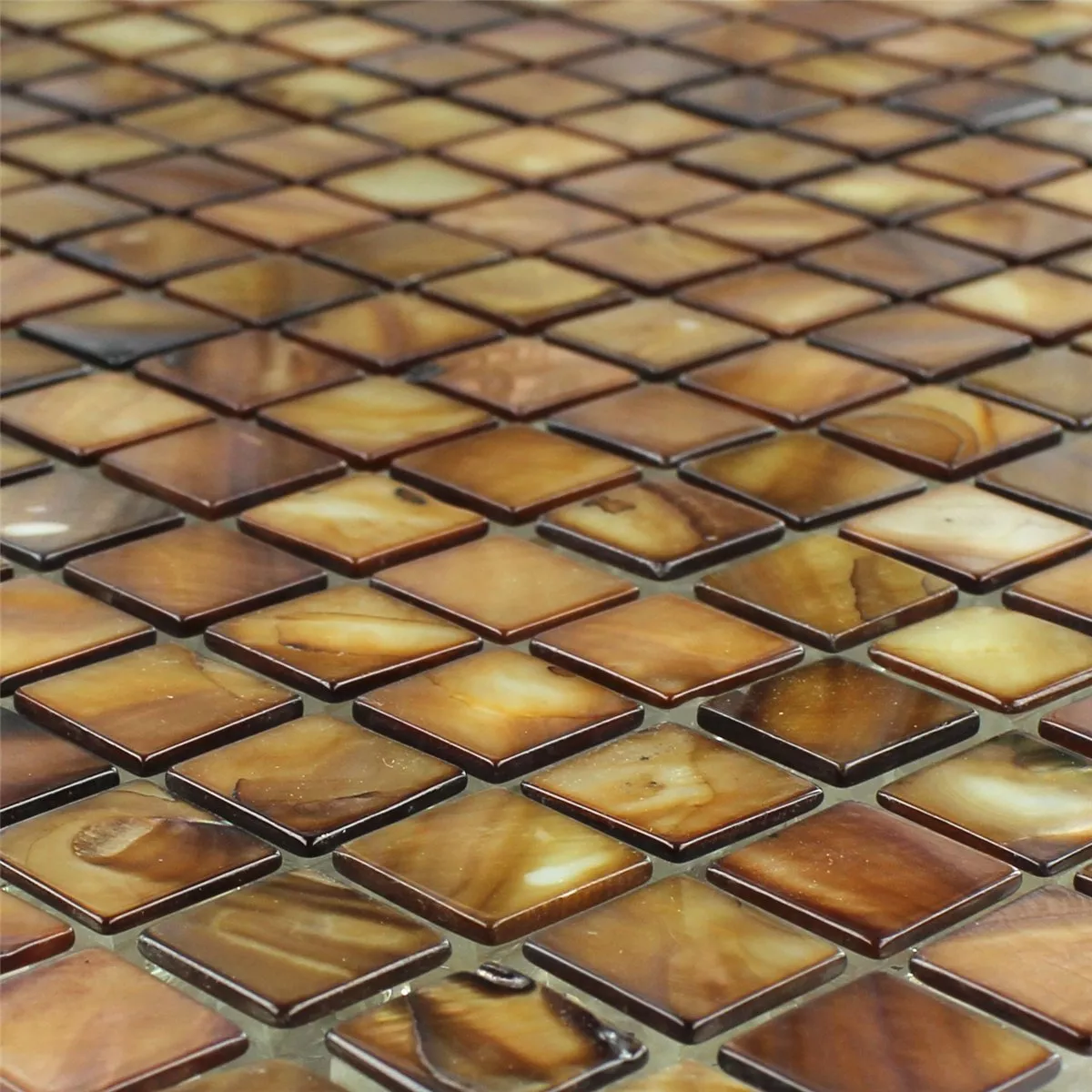 Prov Mosaik Glas Pärlemor Effekt Brun Guld 