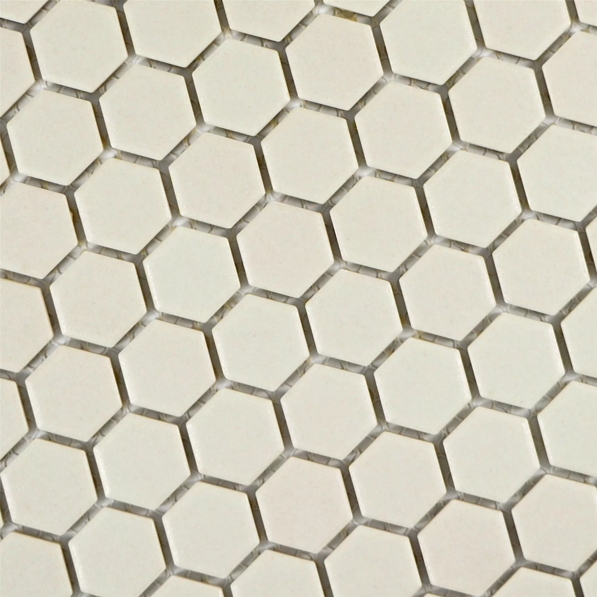 Prov Keramik Mosaik Hexagon Zeinal Oglaserad Ljusbeige R10B