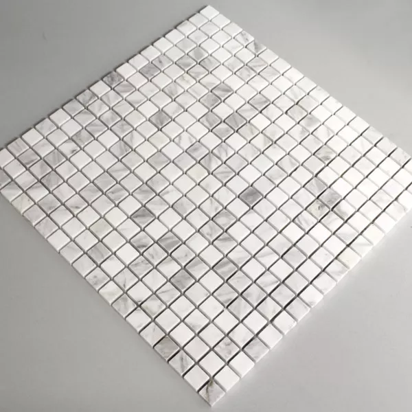 Mosaik Marmor 15x15x8mm Vit Polerad