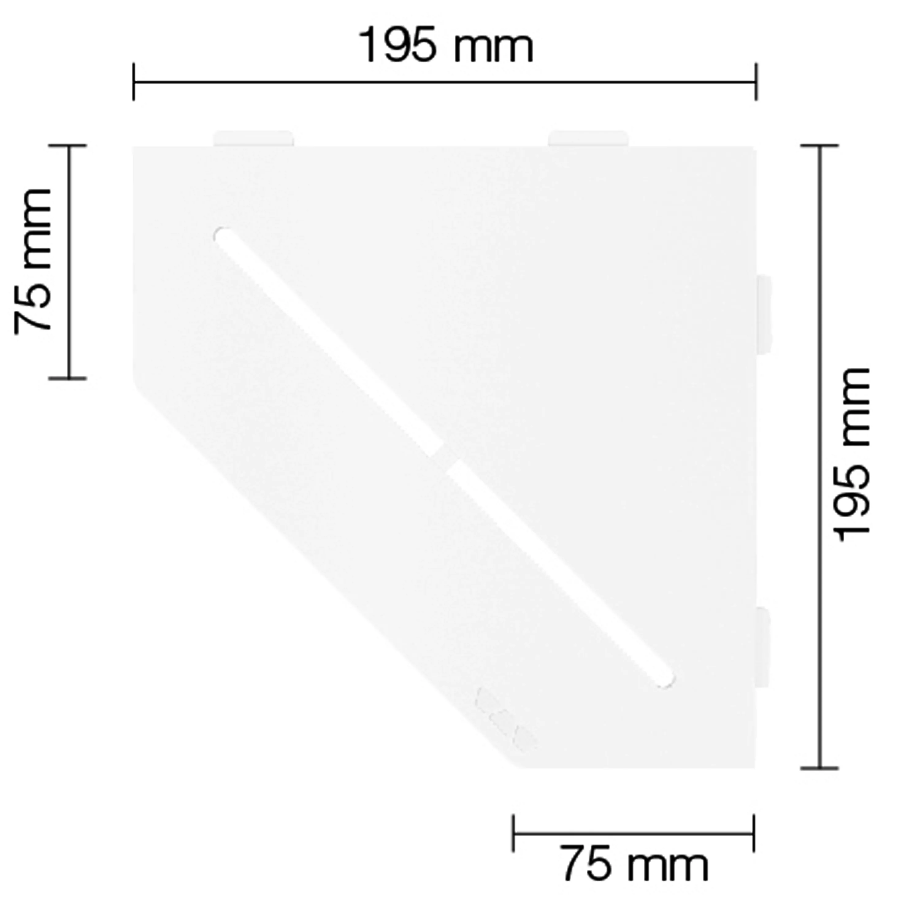 Vägghylla duschhylla Schlüter 5-hörnig 19,5x19,5cm ren vit