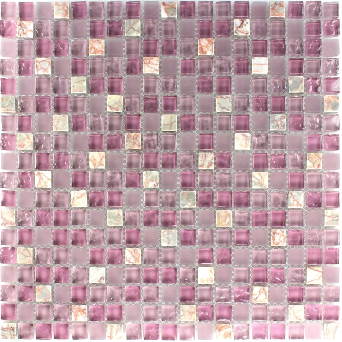 Mosaik Glas Marmor Rosa Mix 15x15x8mm