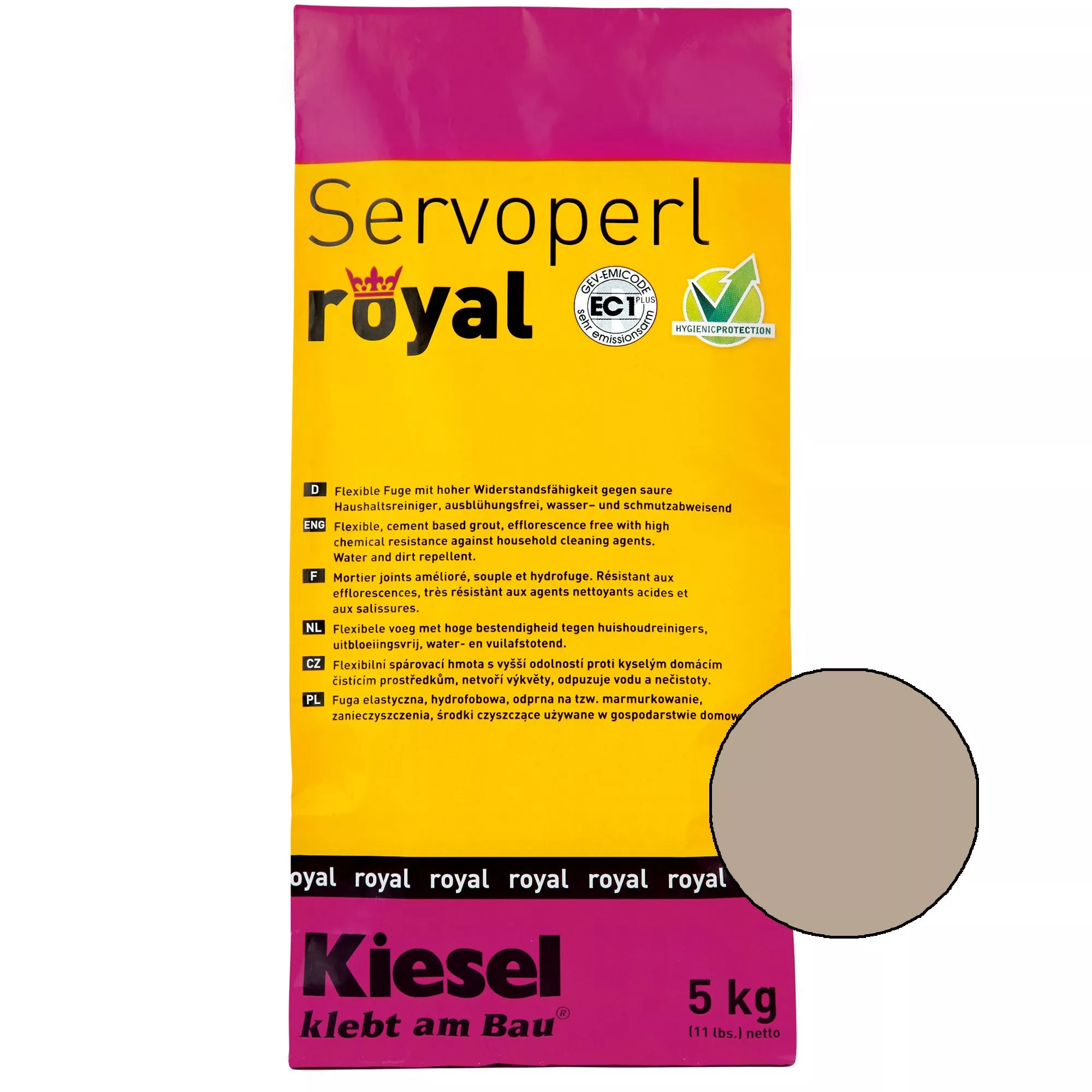 Kiesel Servoperl Royal - Flexibel, Vatten- Och Smutsavvisande Fog (5KG Mochacino)