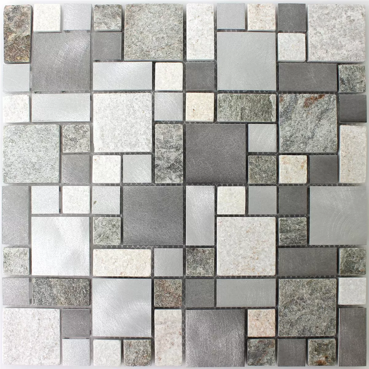 Prov Mosaik Kvartsit Aluminium Metall Plattor Mix