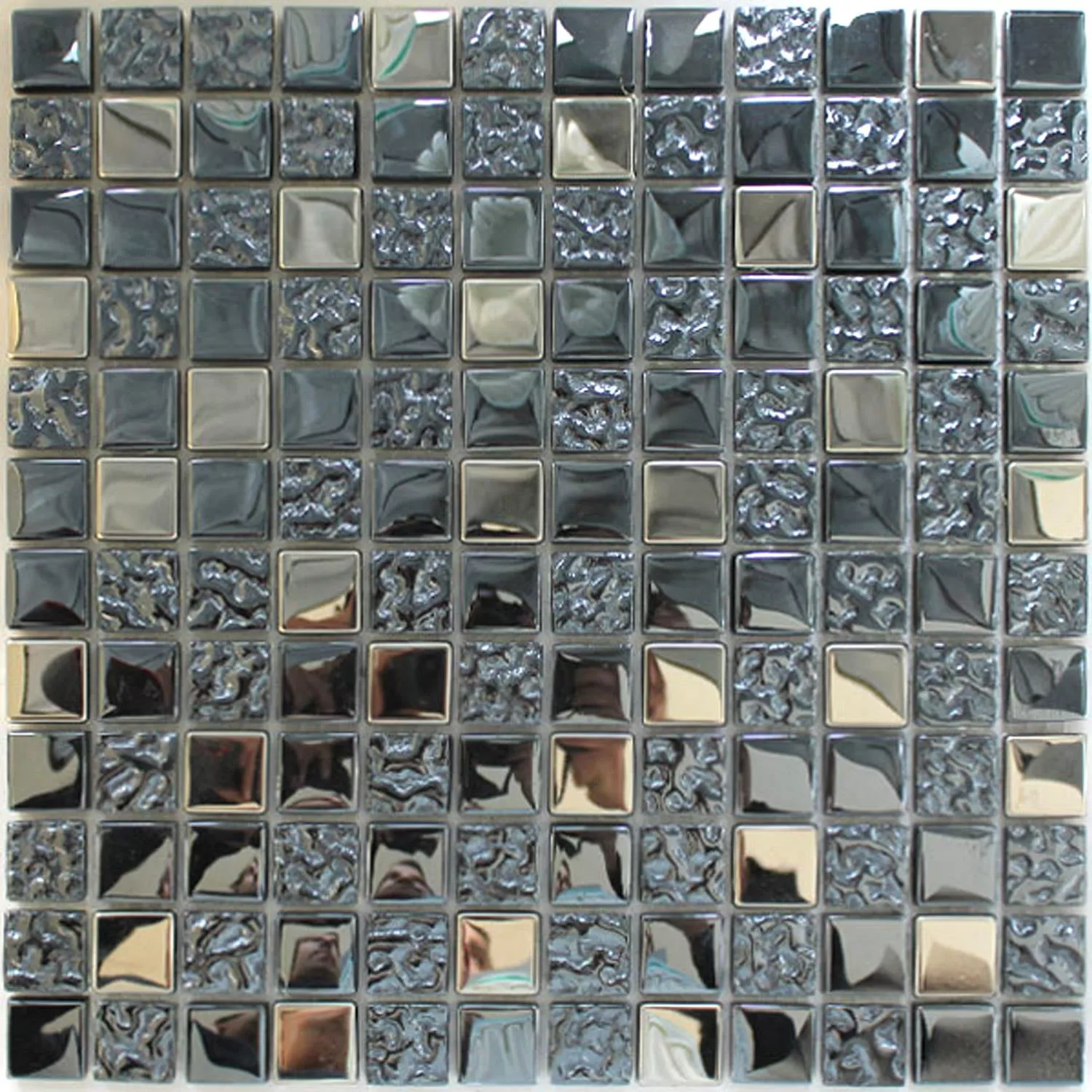 Prov Mosaik Glas Metall Mix Whitney Silver Svart 