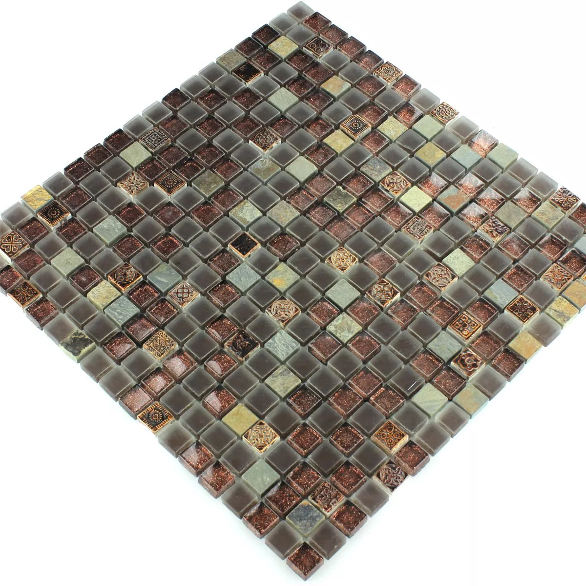 Mosaik Natursten Kvartsit Glas Glitter 15x15x8mm