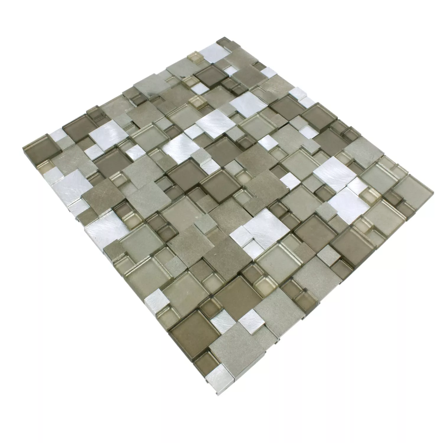 Mosaik Glas Aluminium Condor 3D Brun Mix