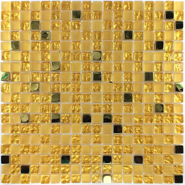 Mosaik Glas Rostfritt Stål Guld