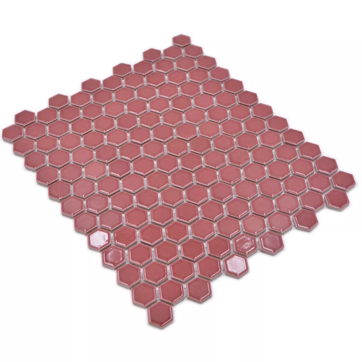 Prov från Keramikmosaik Salomon Hexagon Bordeaux Röd H23