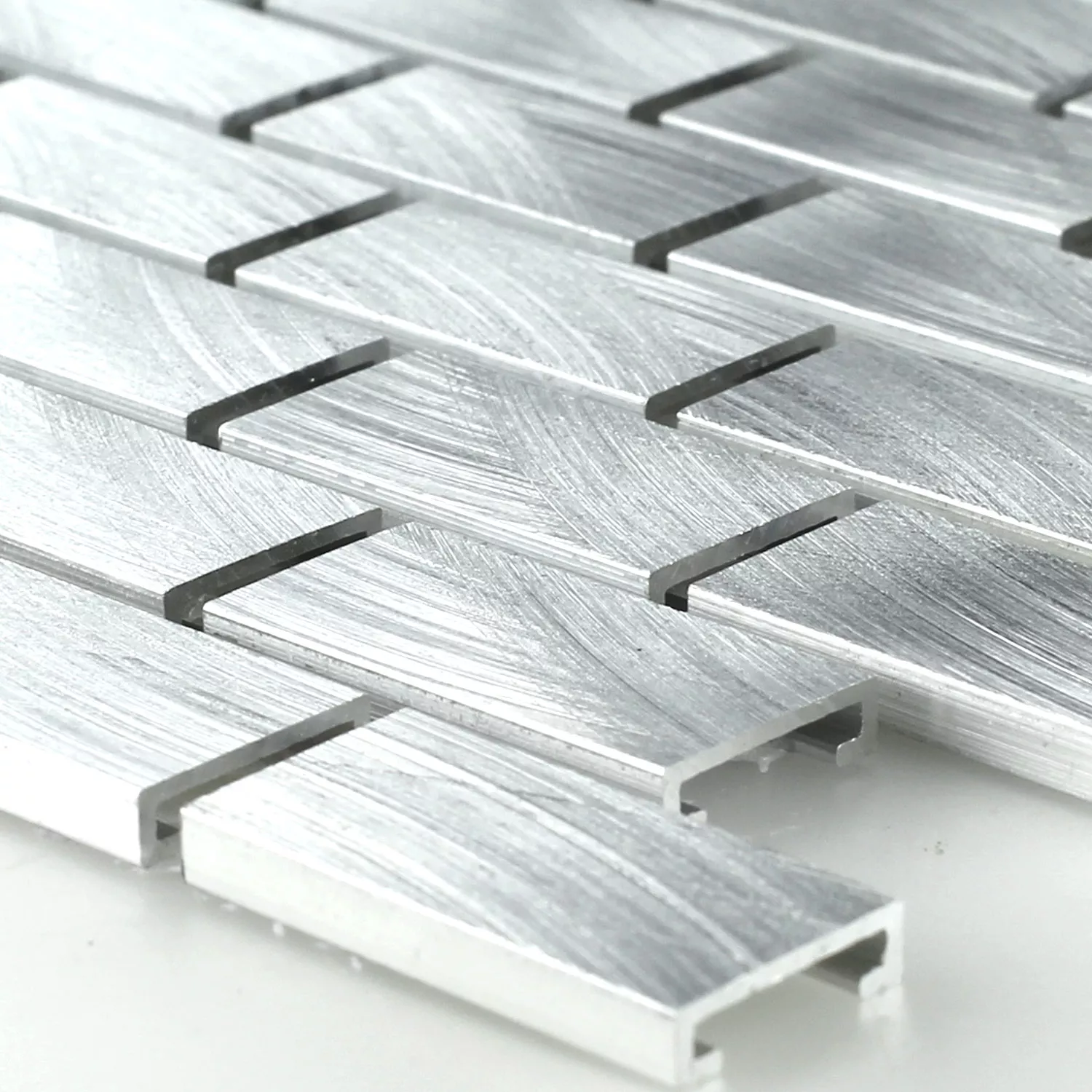 Aluminium Mosaik Silver 15x30x4mm
