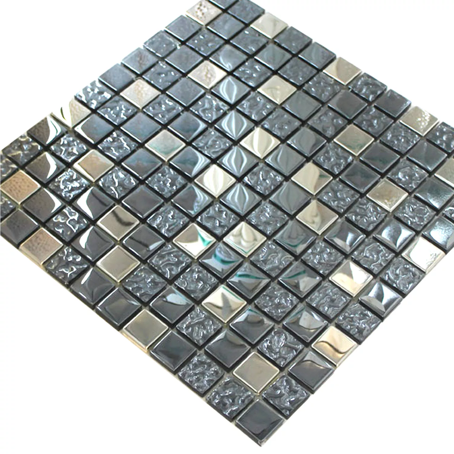 Mosaik Glas Metall Mix Whitney Silver Svart 23