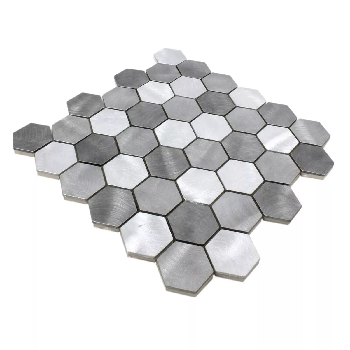 Prov Mosaik Aluminium Manhatten Hexagon Grå Silver