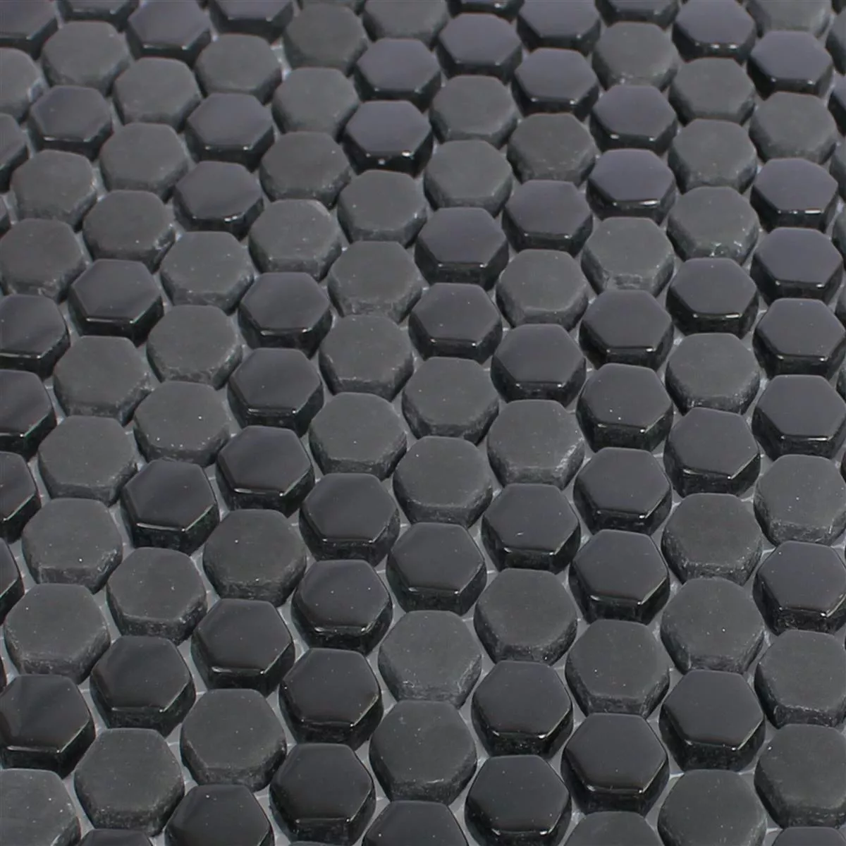 Glasmosaik Plattor Brockway Hexagon Eco Svart