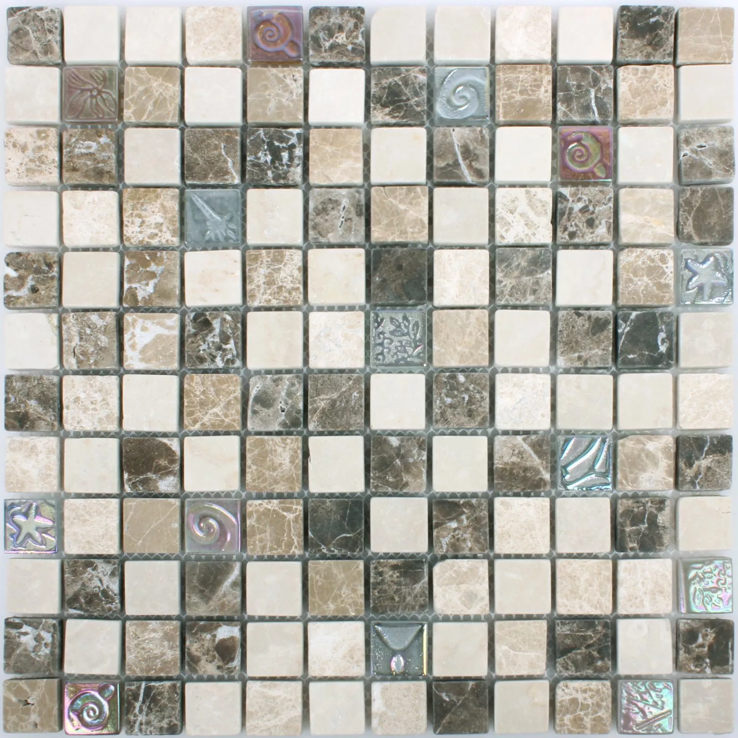 Mosaik Relief Marmor Java Glas Mix Beige