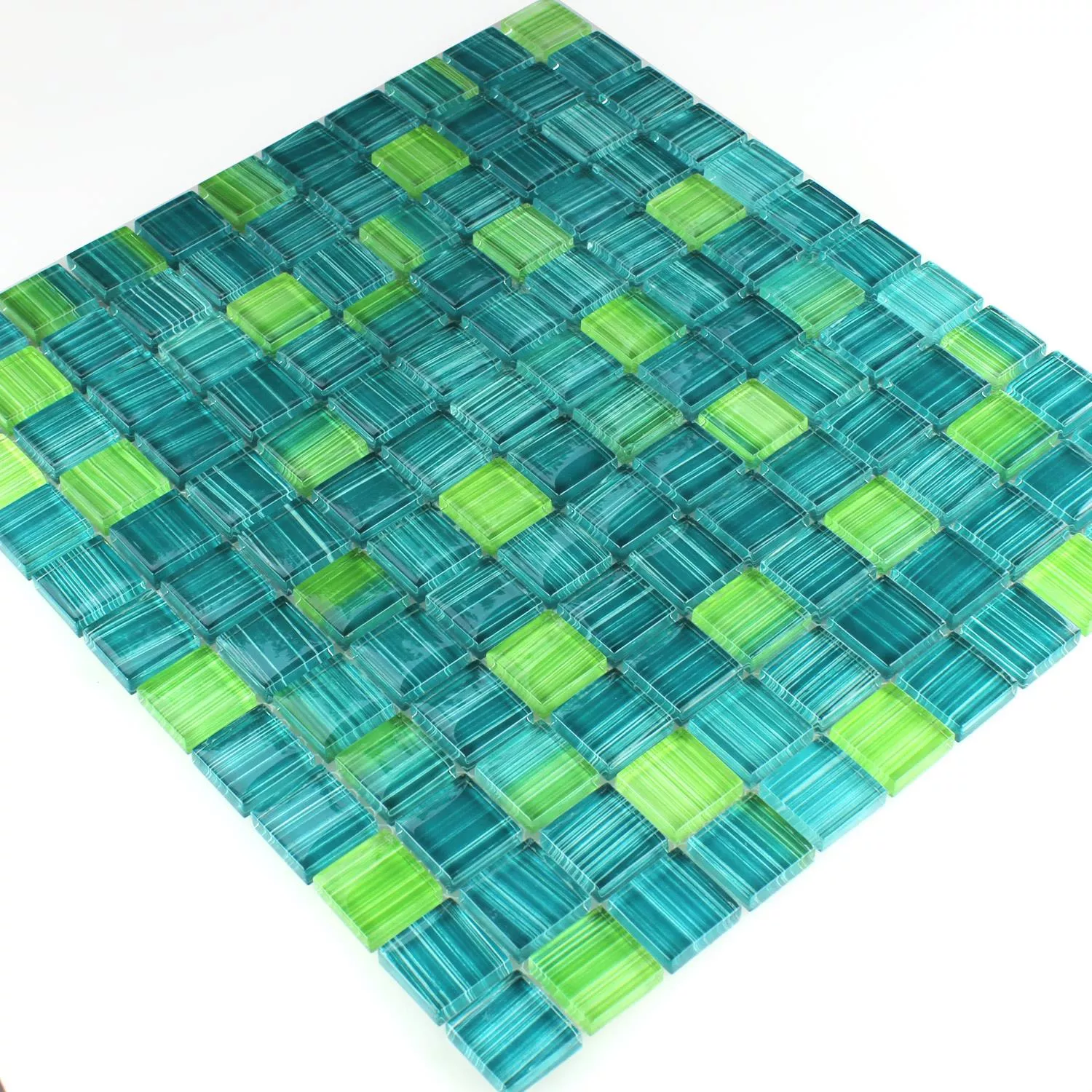 Prov Randige Kristall Glasmosaik Grön