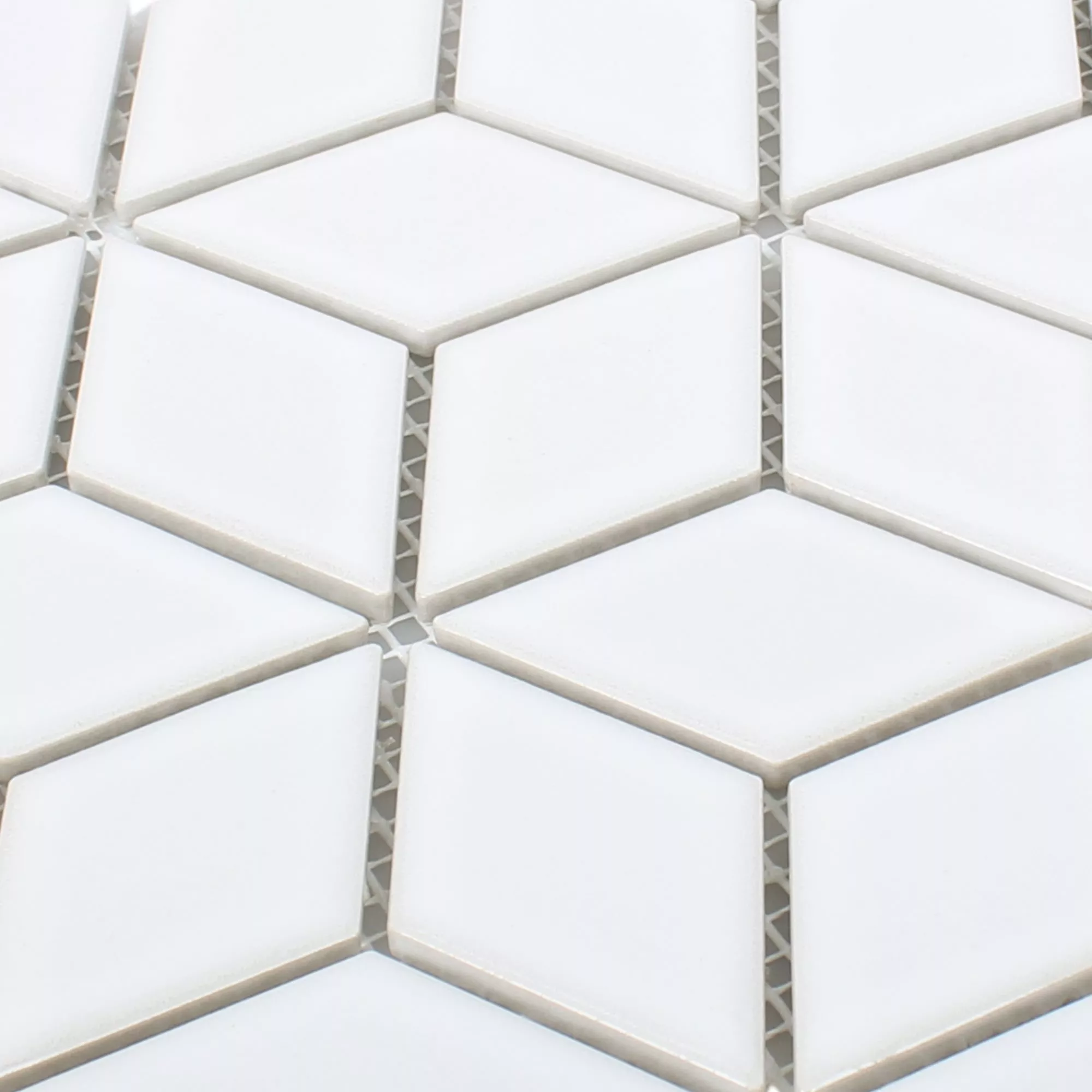 Prov Keramik Mosaik Cavalier 3D Tärning Vit Glänsande