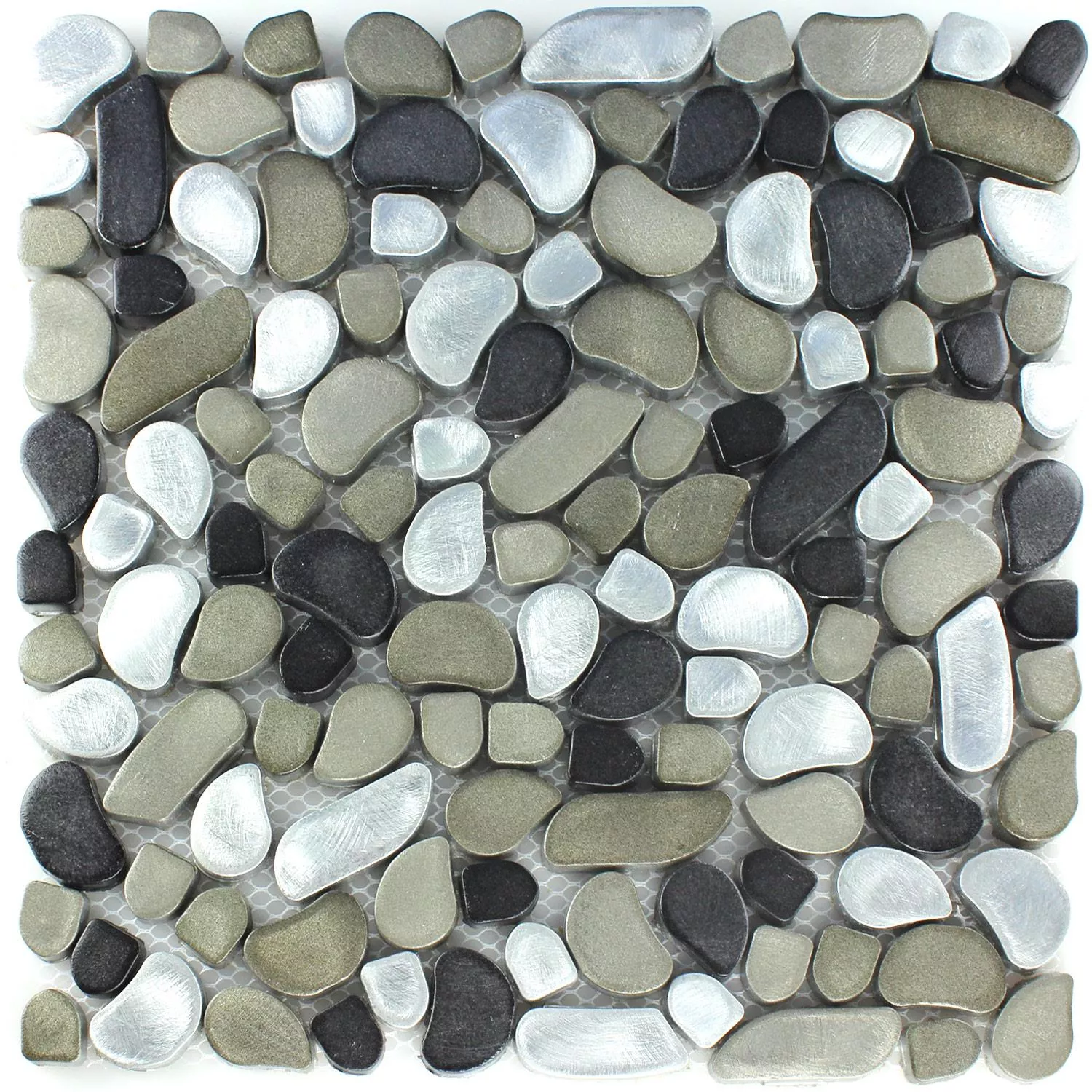 Mosaik Rostfritt Stål Kiesel Design Black Silver