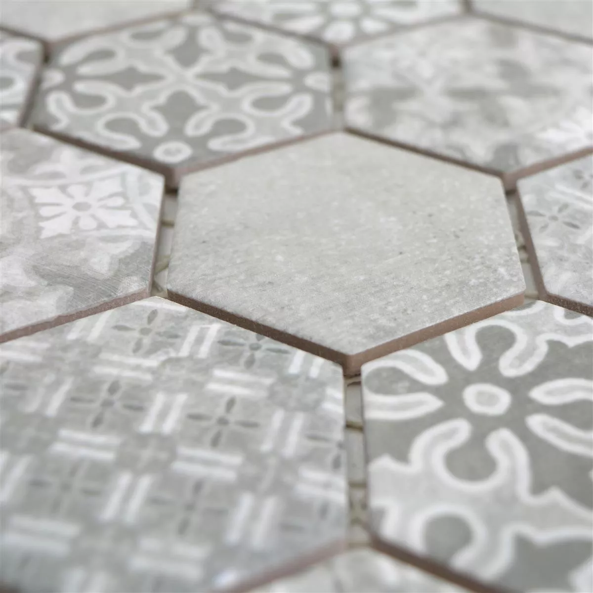 Keramikmosaik Retro Plattor Lawinia Hexagon Grå