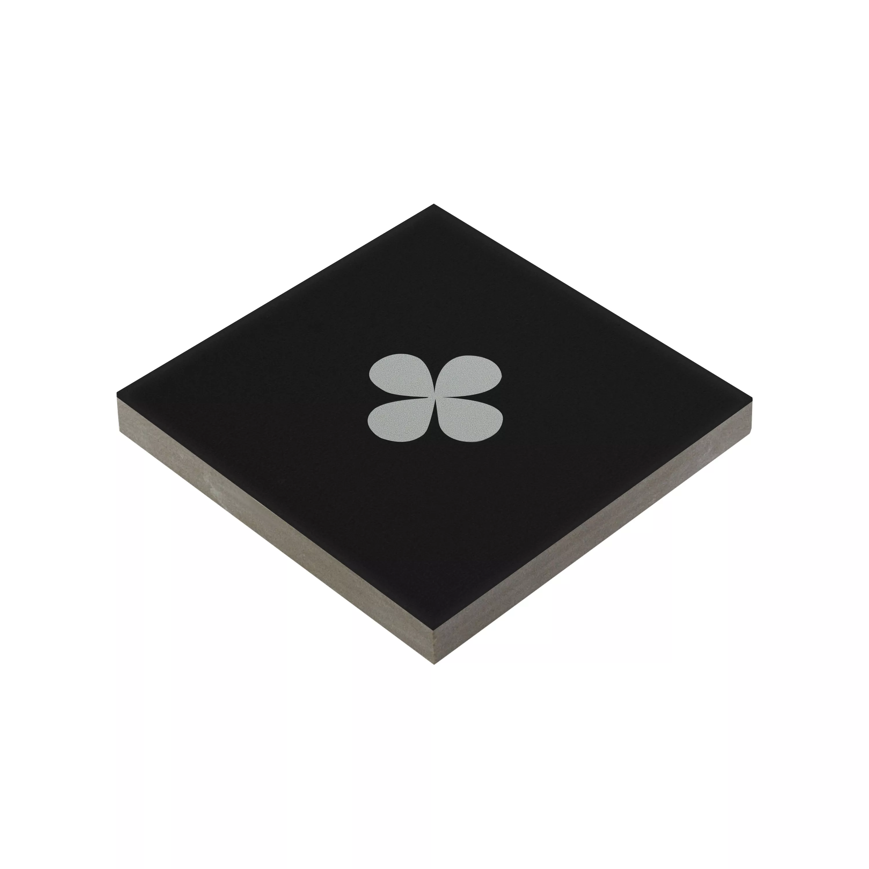 Stengods Plattor Genexia Svart Vit Decor 1 Rosone  4,6x4,6cm