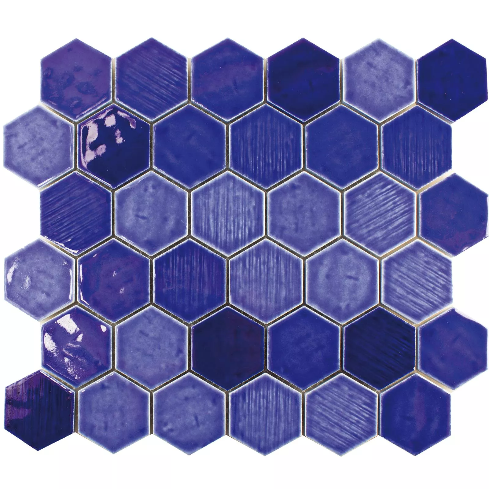 Keramik Mosaik Roseburg Hexagon Glänsande Blå