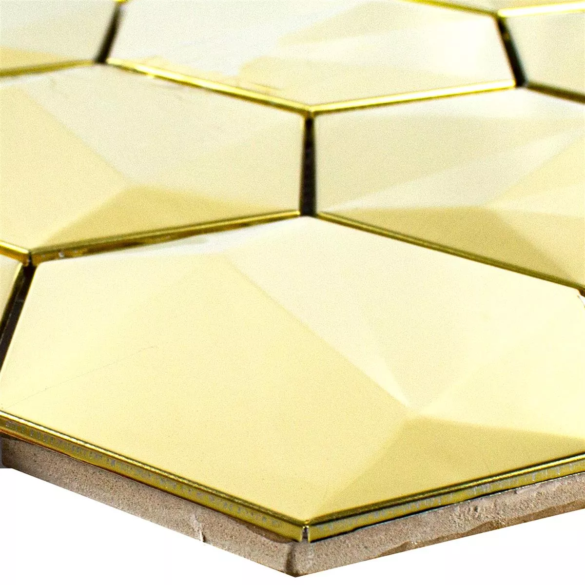 Prov Rostfritt Stål Mosaik Durango Hexagon 3D Guld