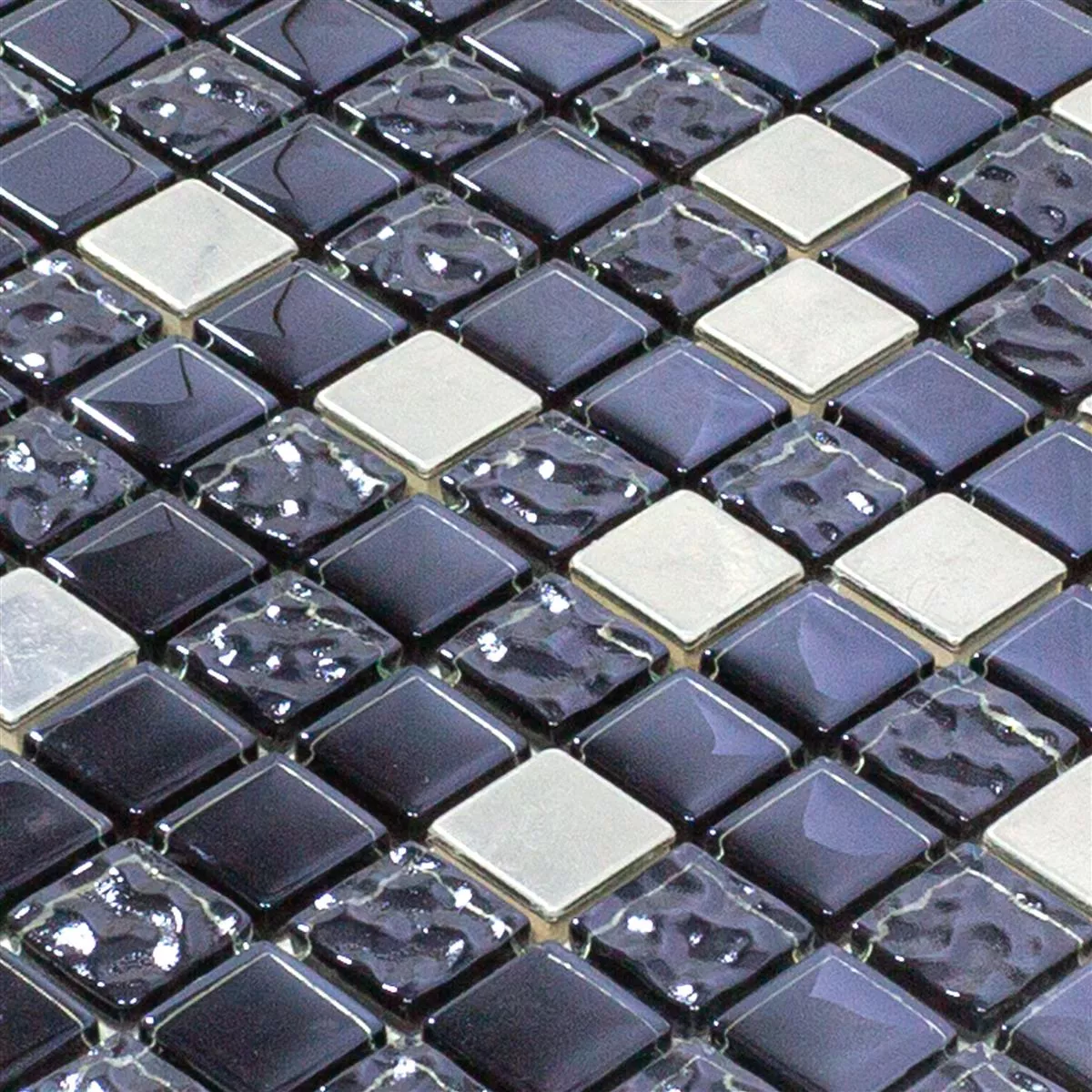 Mosaik Glas Rostfritt Stål Blackriver Svart Silver Mix