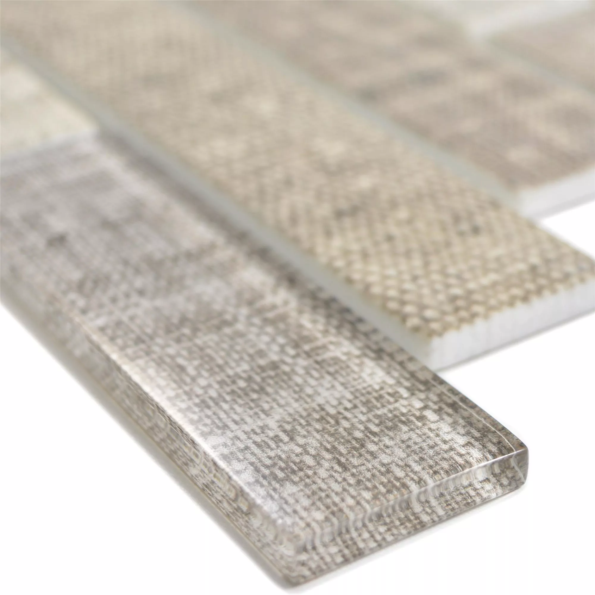 Prov Glasmosaik Plattor Lyonel Textil Optik Brick Beige