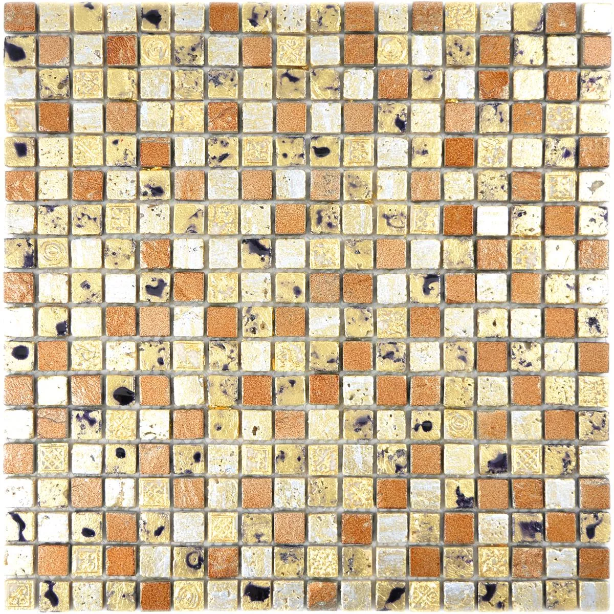 Prov Natursten Resin Mosaik Lucky Guld Brons