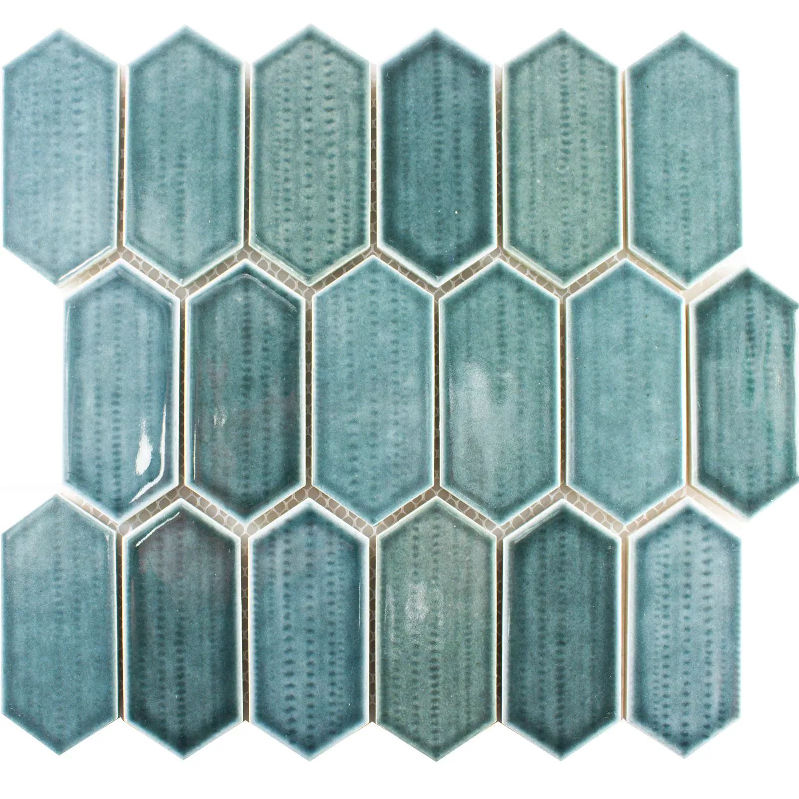 Prov Keramik Mosaik McCook Hexagon Lång Blå Grå