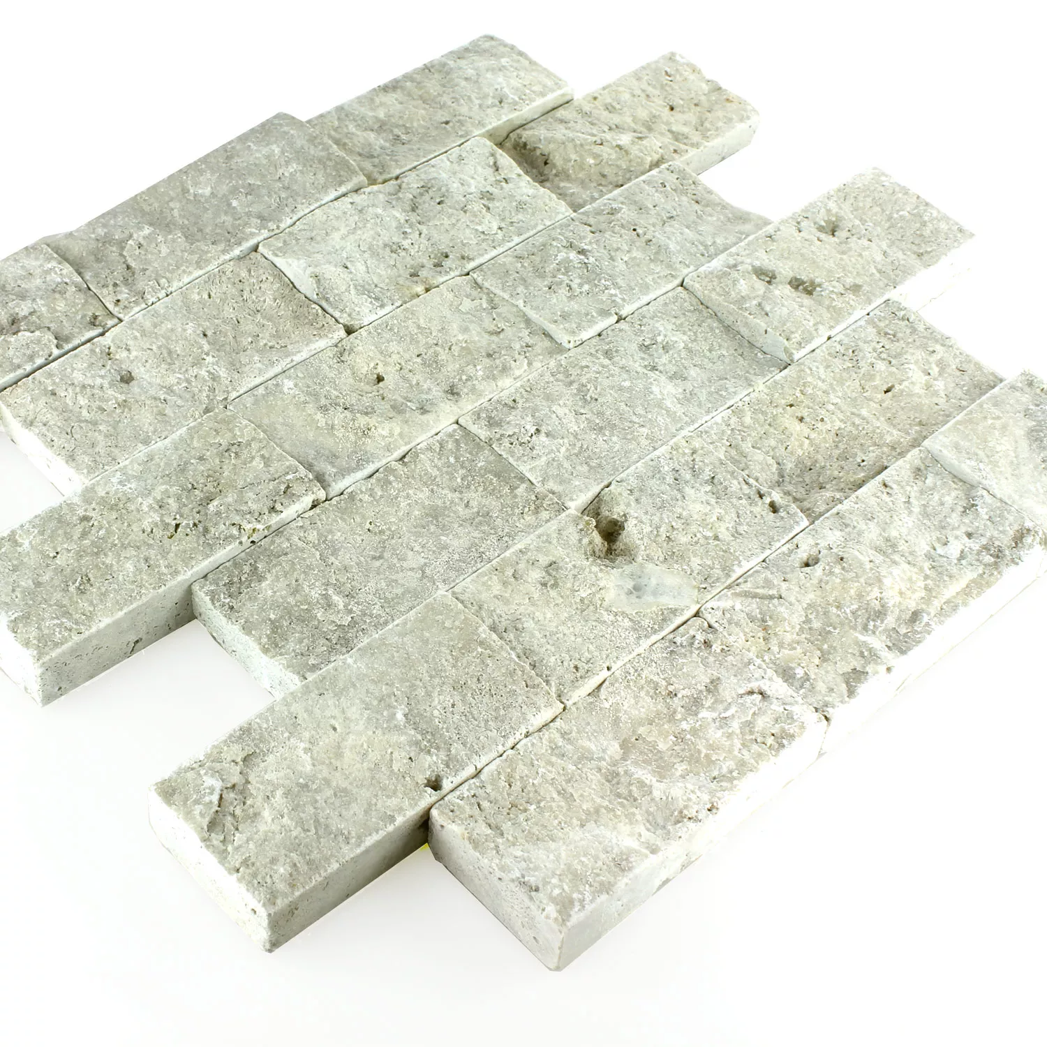 Prov Travertin 3D Mosaik Silver Brick