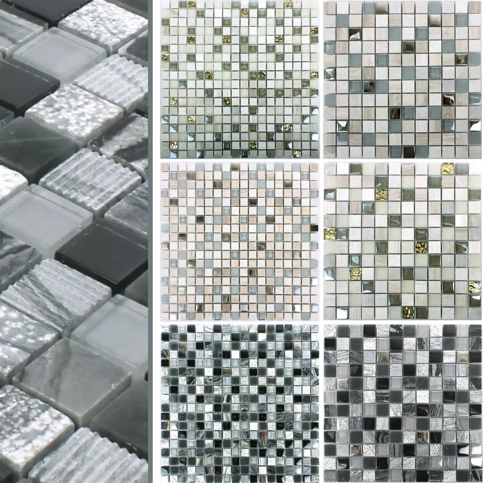 Mosaik Venzona Natursten Glas Mix