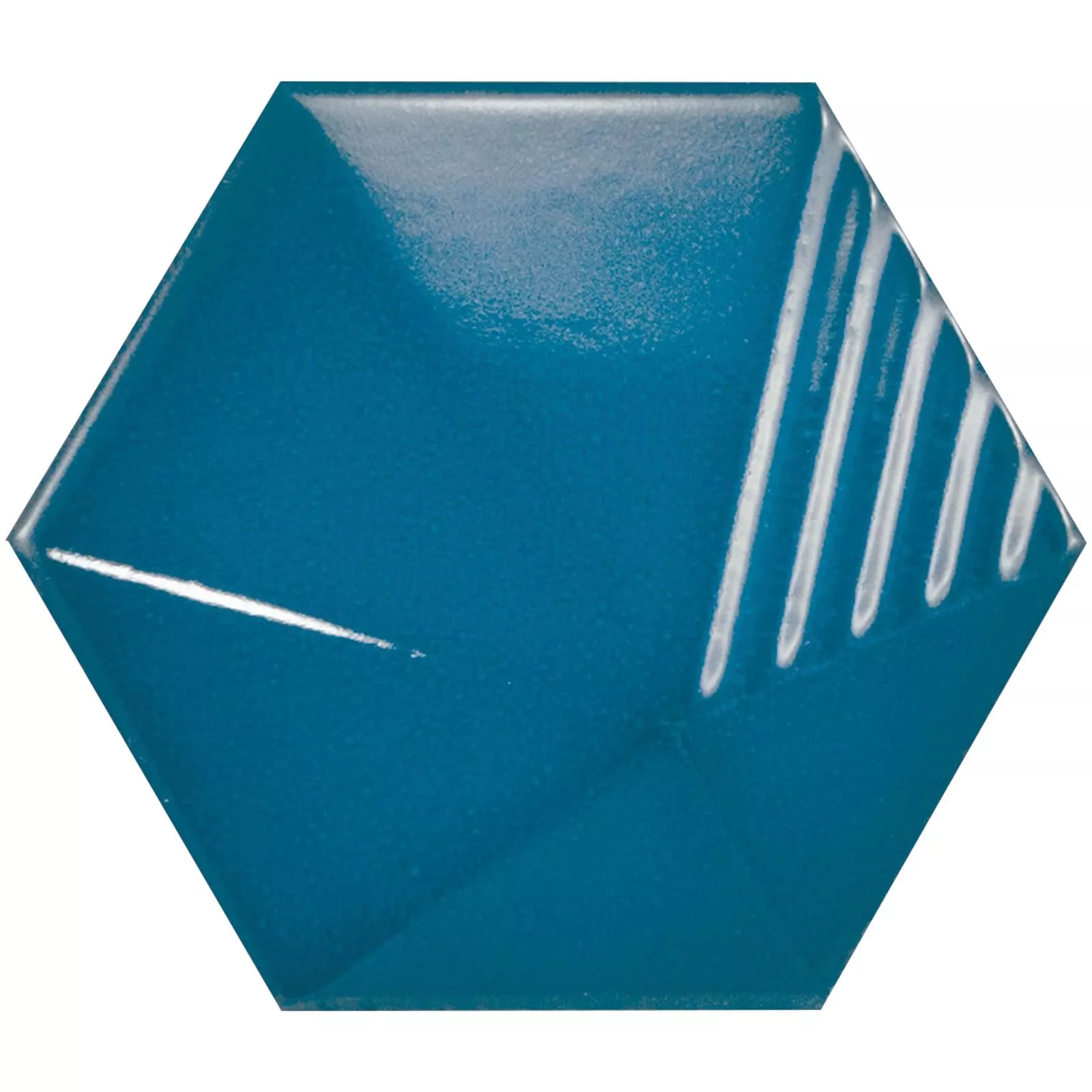 Prov Kakel Rockford 3D Hexagon 12,4x10,7cm Blå