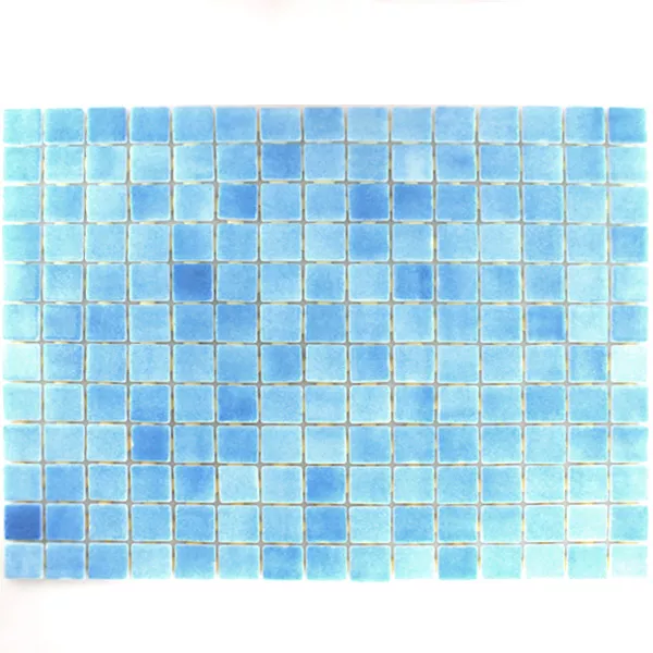 Mosaik Glas Simbassäng 25x25x4mm Ljusblå Mix