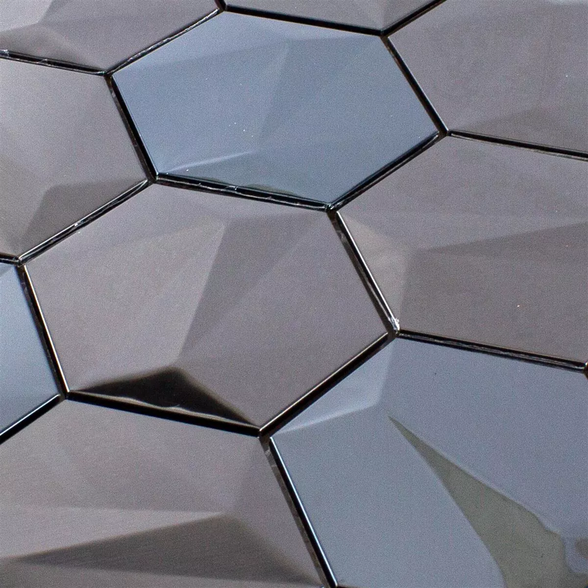 Prov Rostfritt Stål Mosaik Durango Hexagon 3D Brun