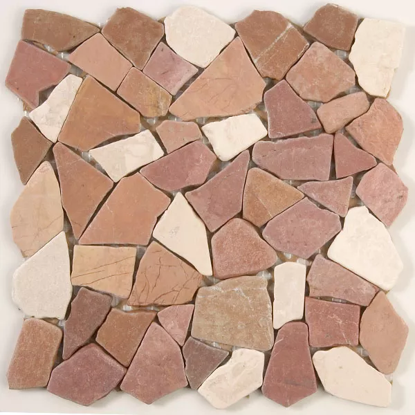 Prov Mosaik Marmor Brott Rosso Verona Biancone
