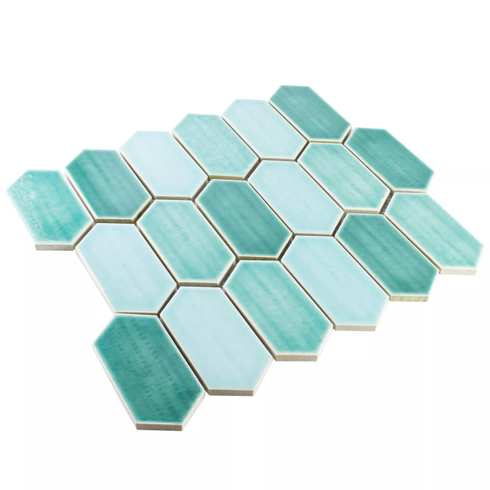 Keramik Mosaik McCook Hexagon Lång Turkos Grön
