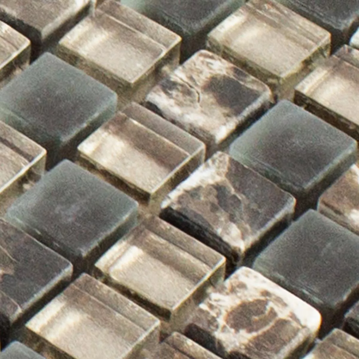 Prov Glas Natursten Mosaik Plattor Hayrabey Mörkbrun