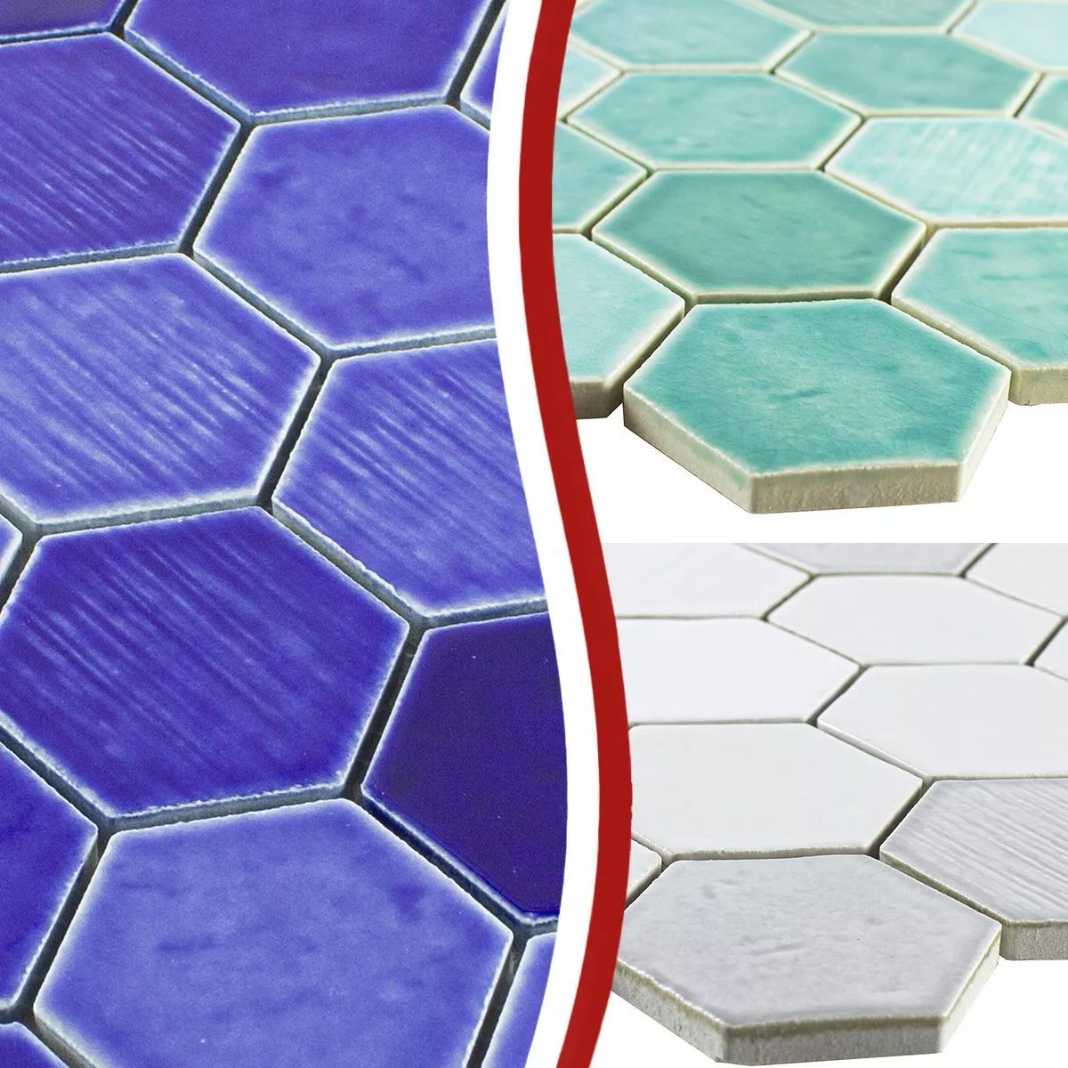 Keramik Mosaik Roseburg Hexagon Glänsande
