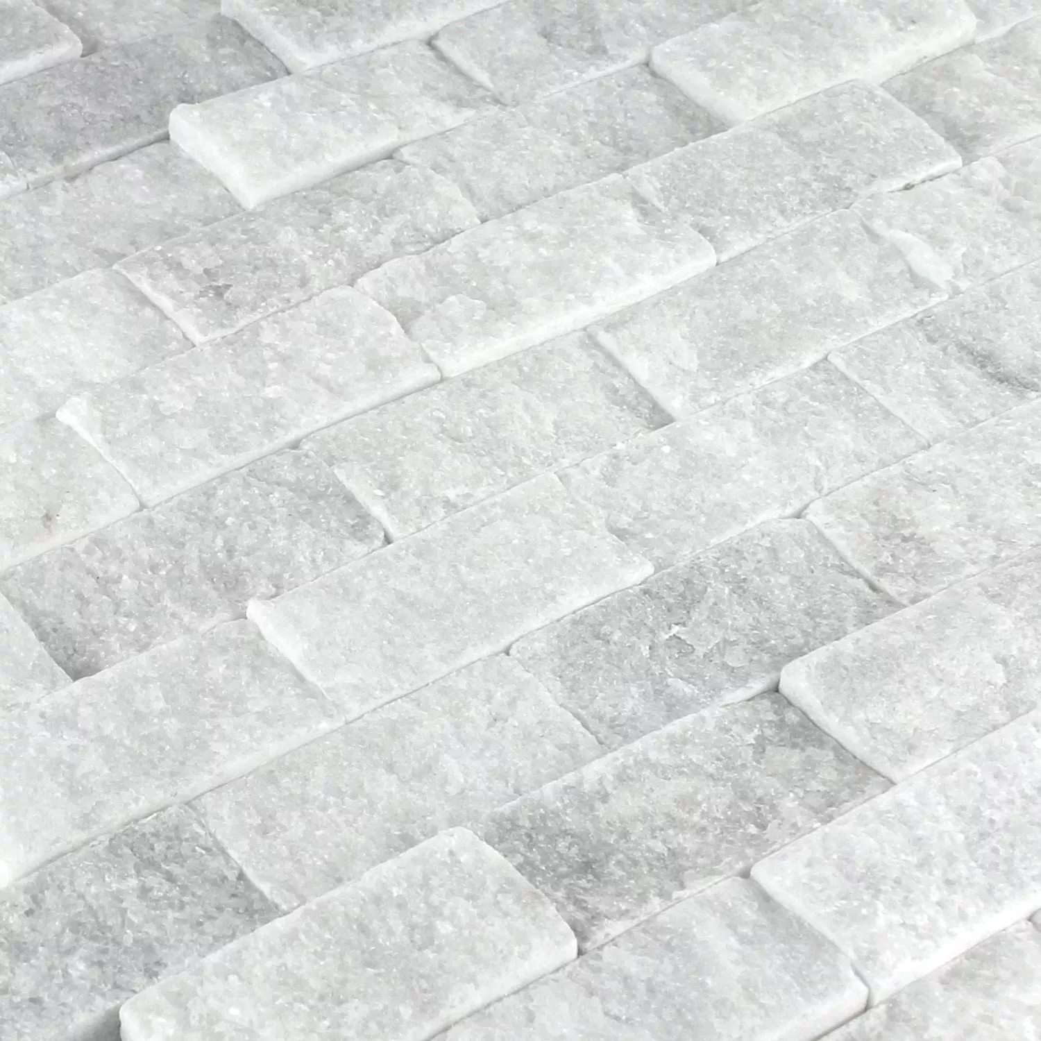 Mosaik Natursten Marmor Treviso Brick Vit 3D