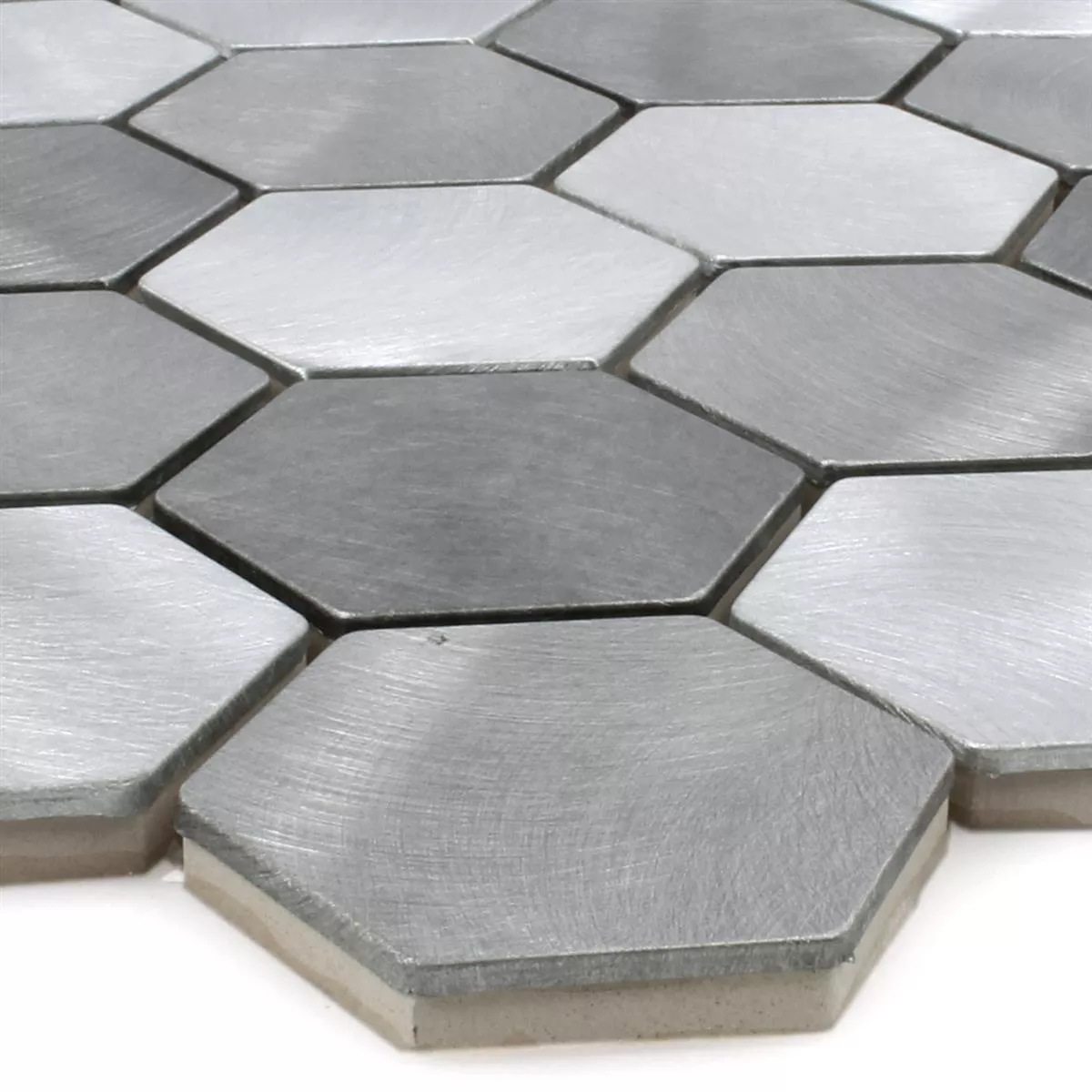 Mosaik Aluminium Manhatten Hexagon Grå Silver