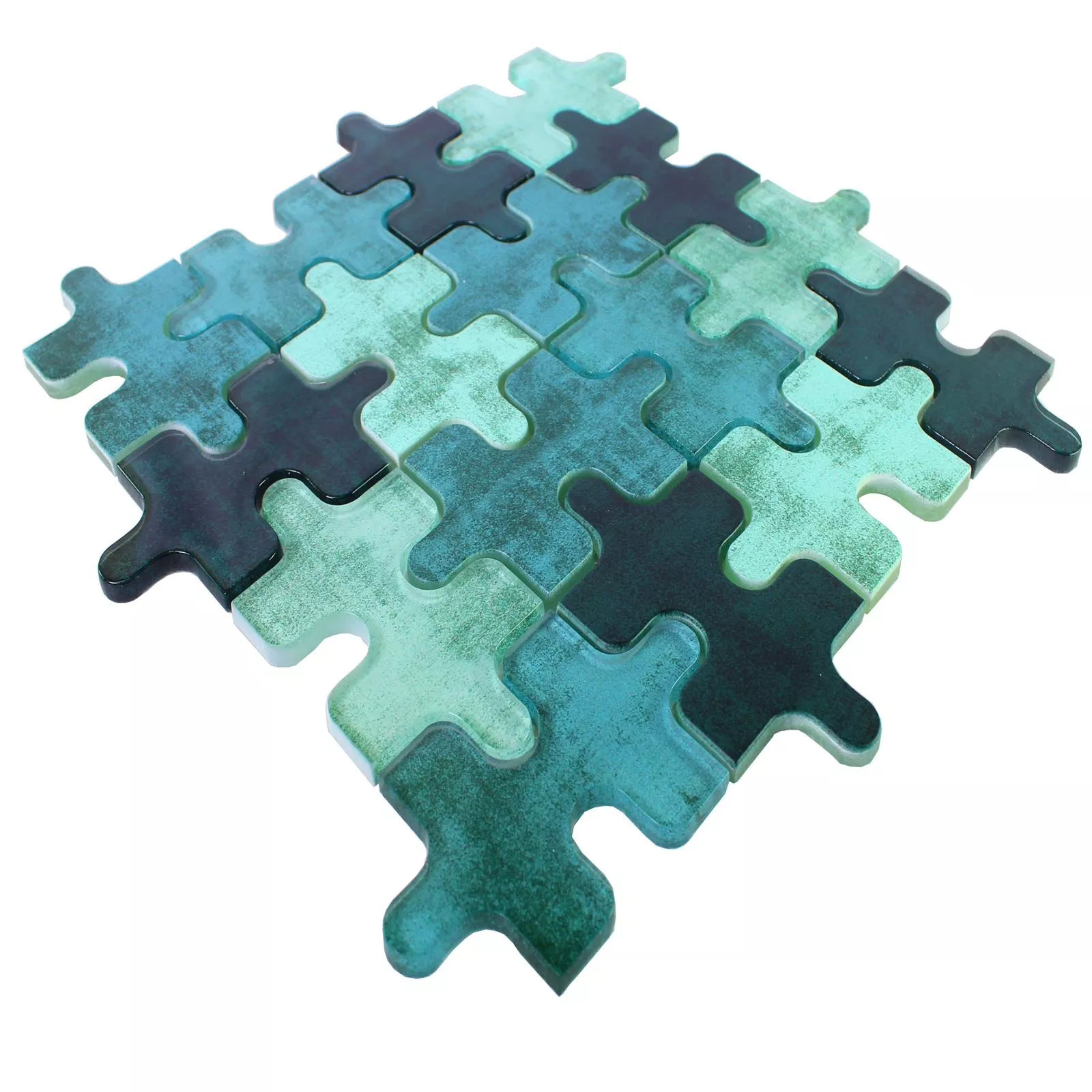 Glasmosaik Plattor Puzzle Grön