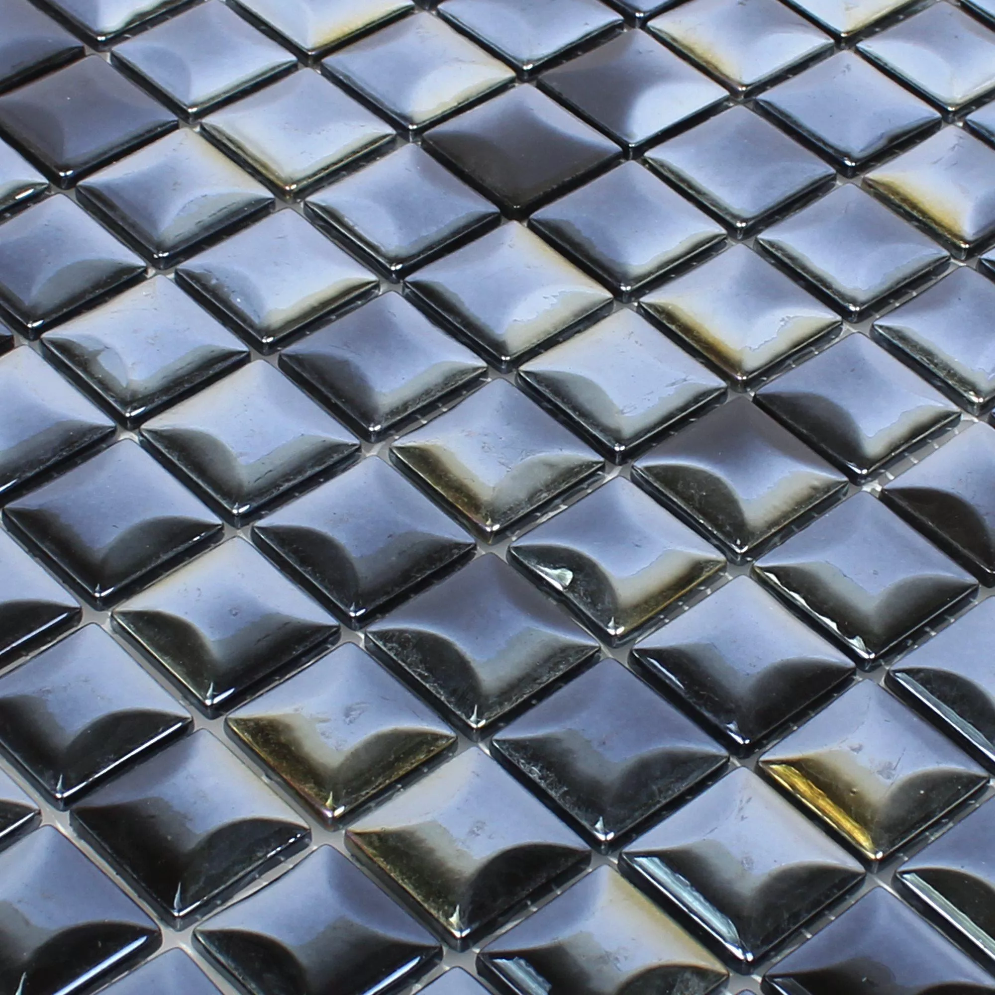 Glasmosaik Plattor Monrovia Svart 3D Metallic