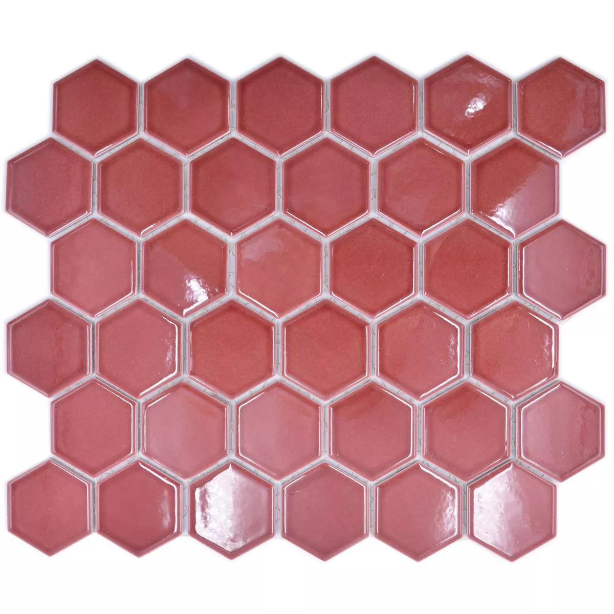 Prov från Keramikmosaik Salomon Hexagon Bordeaux Röd H51