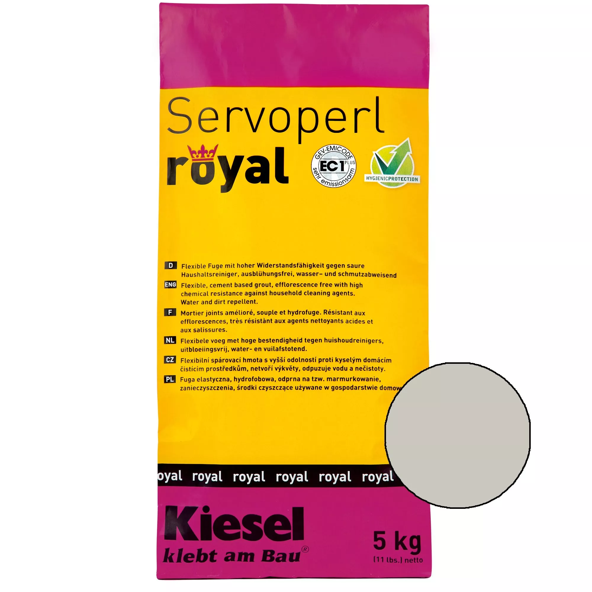 Kiesel Servoperl Royal - Flexibel, Vatten- Och Smutsavvisande Fog (5KG Silvergrå)